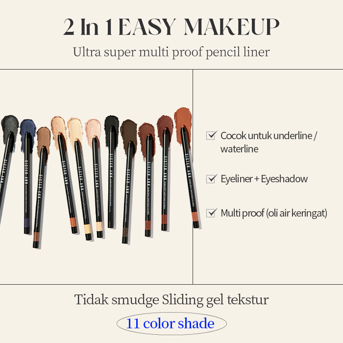 DOUBLE EFFECT WATERPROOF EYE PENCIL (11 warna)